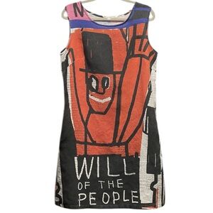Prints On Linen Graffiti Streetwear Art Linen Sleeveless Shift Dress L 10/12 EUC